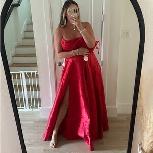 F&P The Brand Paris Red Satin Gown | Size XL